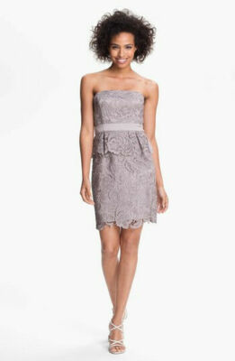 NEW! ADRIANNA PAPELL Evening Straless Lace Sheath Peplum Dress, 8 - Coral | eBay NEW! ADRIANNA PAPELL Evening Straless Lace Sheath Peplum Dress, 8 - Coral | eBay
