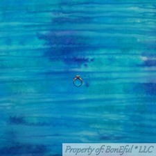 BonEful FABRIC FQ Cotton Quilt Blue Aqua Teal Water BATIK Green Color Ocean Wave