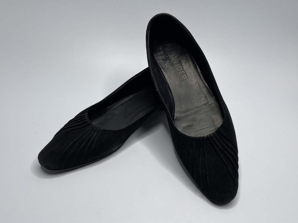 VIP【関税送料無料】希少 JIL SANDER BLACK LEATHER FLATS Jil Sander Black Suede Leather Ballet Flats Slip On Shoes