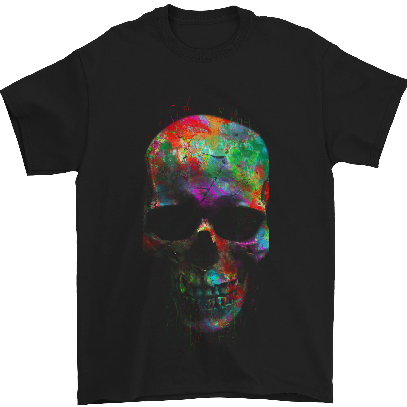 Radiantly Coloured Skull Mens T-Shirt 100% Cotton