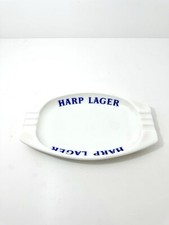 HARP LAGER WHITE GLASS ASH TRAY BY NAZEING GLASS WORKS LTD GREAT BRITAIN