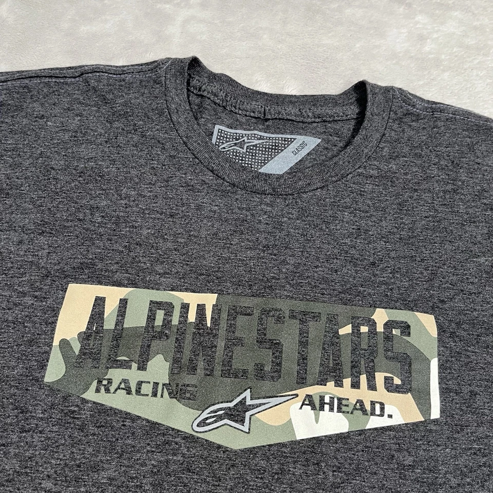 Camisa Alpinestars Para Hombre Gris Mediana Camuflada Gráfica Manga Corta Calce Clásico NUEVA Foto 3 de 4