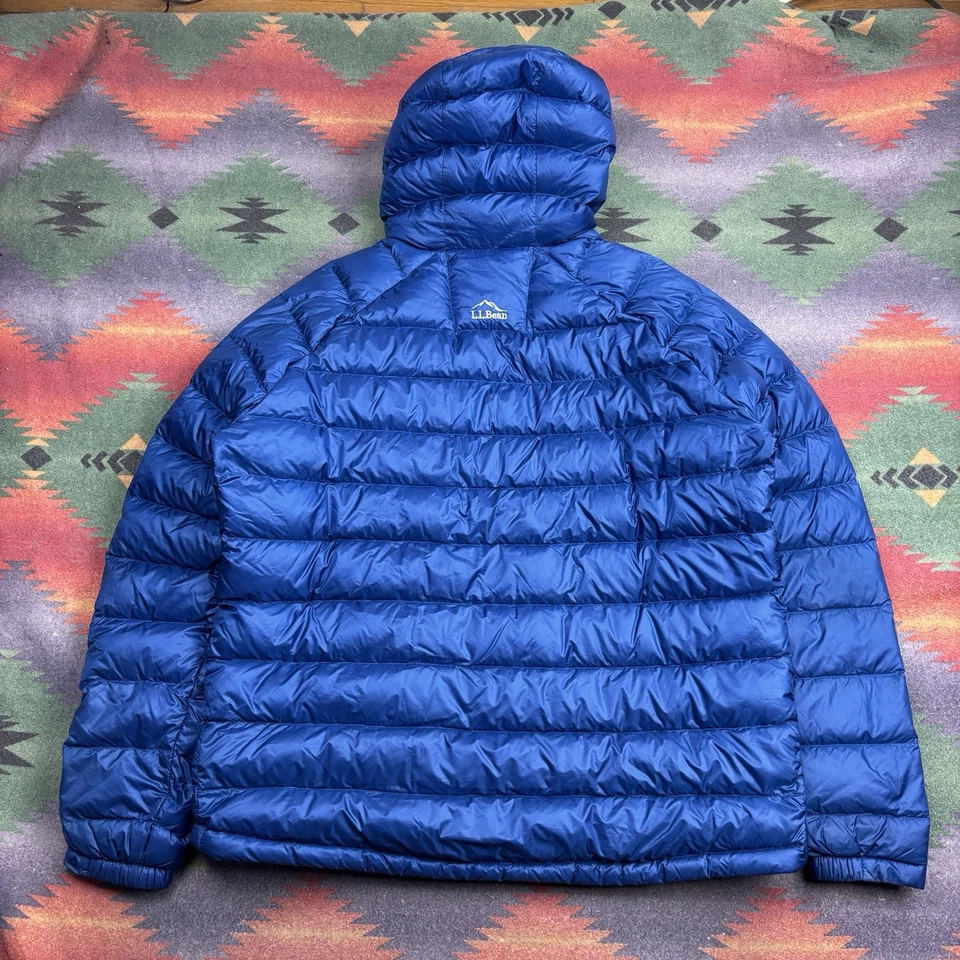 L.L.Bean Ultralight 850 Down Jacket Men’s XL Blue Full Zip Hooded Pertex Quantum - Image 3 of 4