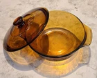 Vintage Anchor Hocking Fire King 1 Qt Amber Glass Casserole Baking Dish