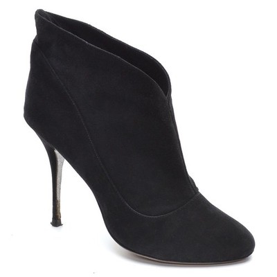 Womens Alberto Moretti Diamond Stiletto Booties 39.5 / 9 Black Suede Heels Shoes