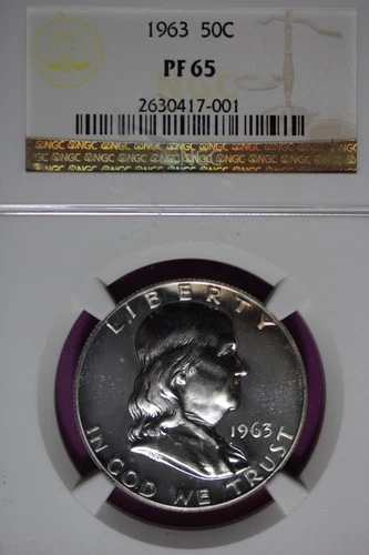 1963 NGC 50C PF65 FRANKLIN HALF DOLLAR #B51561