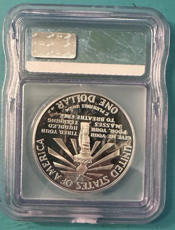 1986 S $1 Statue of Liberty Silver Commemorative Dollar ICG PR69DCAM - Image 2 of 2