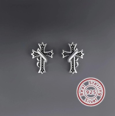 Kreuz Ohrstecker 925 Silber Herren Urban Hip Hop Style   Geschenk Schmuck für Mä
