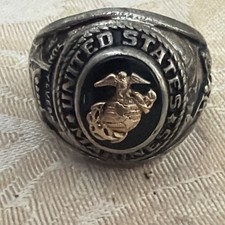 US Marine Corps Vintage  Ring Tun Tavern 1775 Crest Craft 10k gld/silver 925