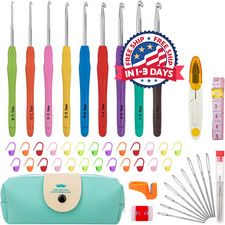 Juego de agujas de crochet de 9 tama os de acero para manos artr ticas con estuc