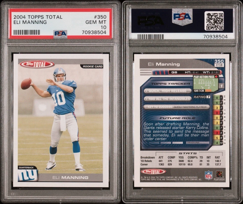 2004 Topps Total Eli Manning #350 Rookie PSA 10 Gem Mint RC! - Image 3 of 3