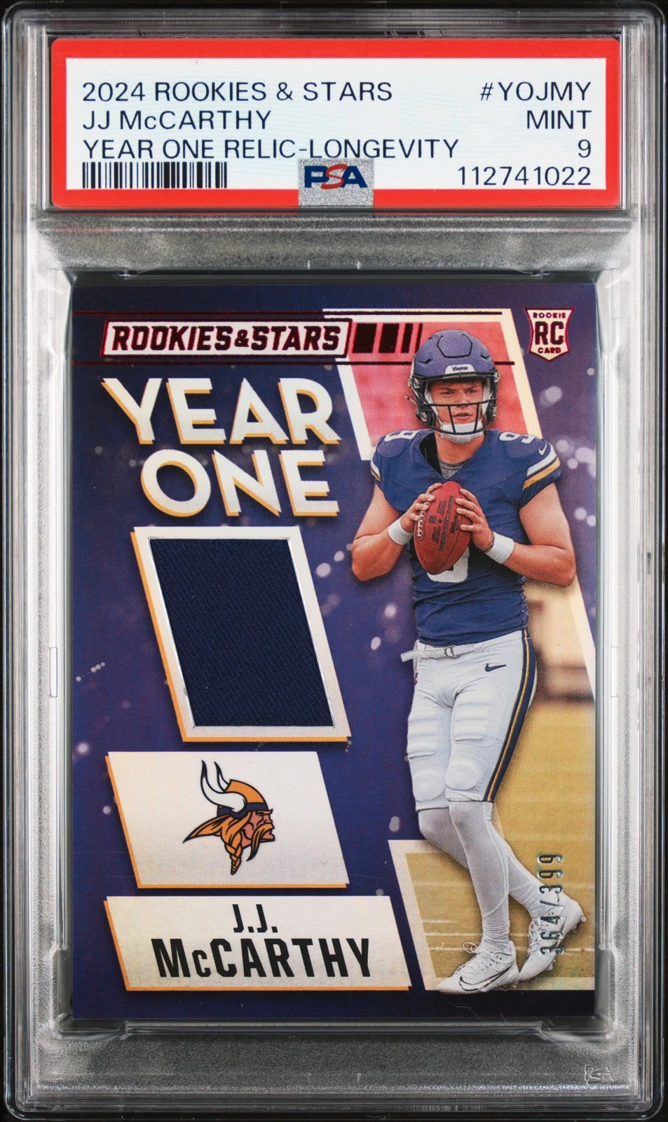 JJ McCarthy Panini Rookies & Stars Year One Relics #YOJMY Longevity