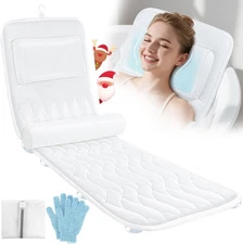 Thick Bath Pillow Full Body Bathtub Mesh with Adjustable Lumbar Support Cushion