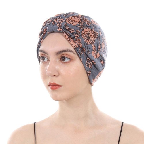Cotton Turbans Satin Liner Double-Layered Beanie Chemo Cap Sleep Bonnet Grey …