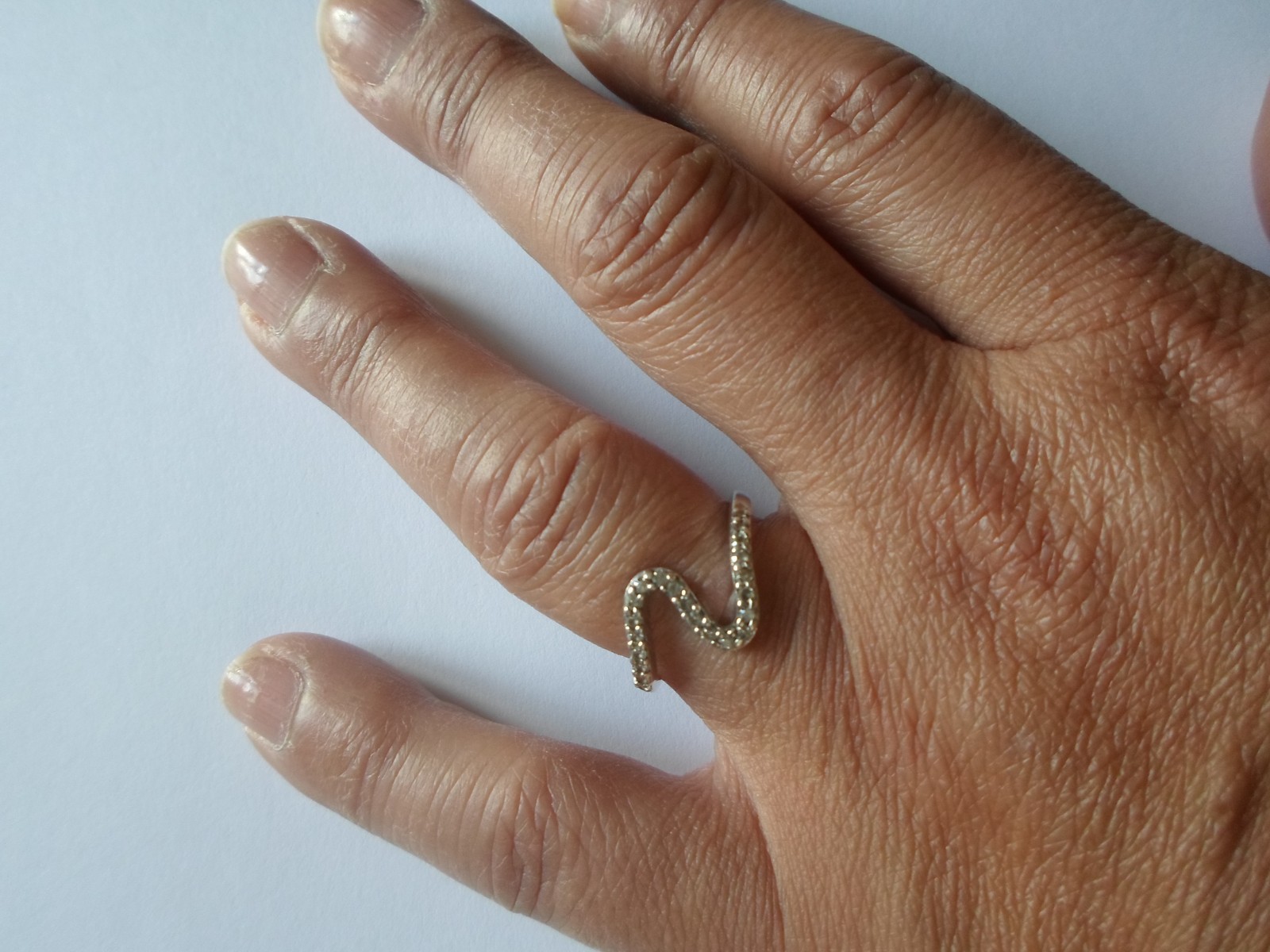 solid silver ring, zirconium paved wave, size 56 - image 3