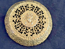 Ladies Round Belt Buckle Round Filigree Metal Art Noveau EMBOSSED LADY Face