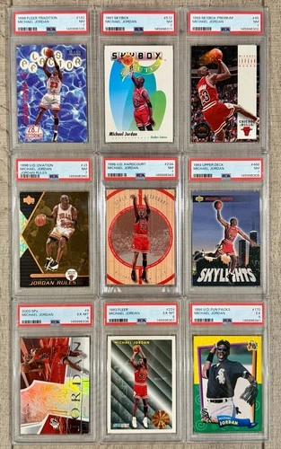 MICHAEL JORDAN - 9 Card PSA Slab Lot - (6) PSA 7, (2) PSA 6,  (1) PSA 5 - HOF