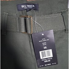 Blu Rock Men's Cargo Shorts, Olive, Size 38, 24 in long