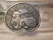 DO IT IN A VAN Belt Buckle Bergamot Brass Works R-38 USA Vintage 1976 Hippie