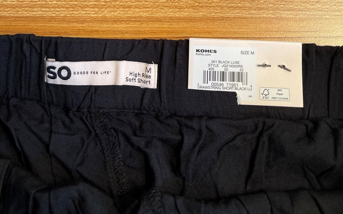 JUNIORS SO DRAWSTRING SHORTS COLOR BLACK LUXE AND SIZE IS MEDIUM