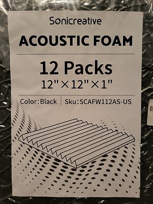 12 Pack Acoustic Panels High Density Sound Absorbing  Wall Foam Tiles 12x12x1