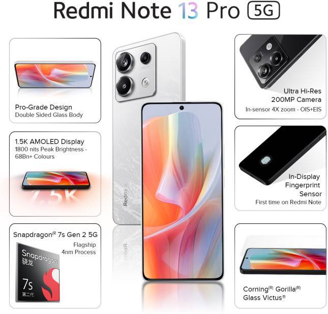 Xiaomi Redmi Note 13 Pro 5G DUAL SIM 256GB ROM + 8GB RAM (GSM  CDMA)  Factory Unlocked 5G Smartphone (Ocean Teal) - International Version 