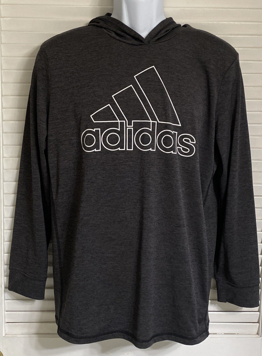 Youth adidas Long Sleeve Hooded Shirt, XL (18/20), Black