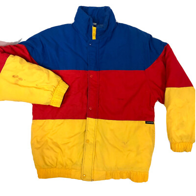 Vtg 80 90's Members Only Color Block Puffer Coat Puffy Retro
