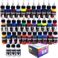 33 Vibrant Colors Airbrush Paint Set 36 Bottles of Acrylic Paint for Models C...