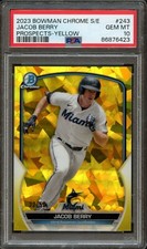BB - 2023 Bowman Chrome Sapphire - Yellow - #243 - Jacob Berry - PSA 10