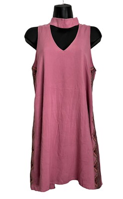 Francesca s Blue Rain Womens M A-Line Dress Rose Embroidered Choker Sleeveless