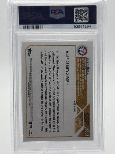 Josh Jung 2023 Topps Update #US-308 Golden Mirror MLB Debut RC SSP PSA 9 - Picture 3 of 3