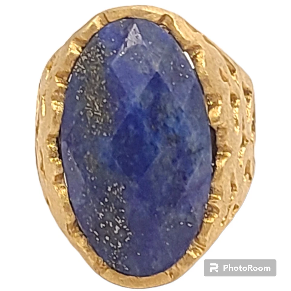 Anillo Rivka Friedman Oro 18K Revestido Satén Facetado Lapislázuli Talla 9 Foto 2 de 4
