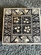 DECORATIVE HEART QUILT PATTERN WOOD MOUNTED RUBBER STAMP HEARTS MAGENTA RARE HTF