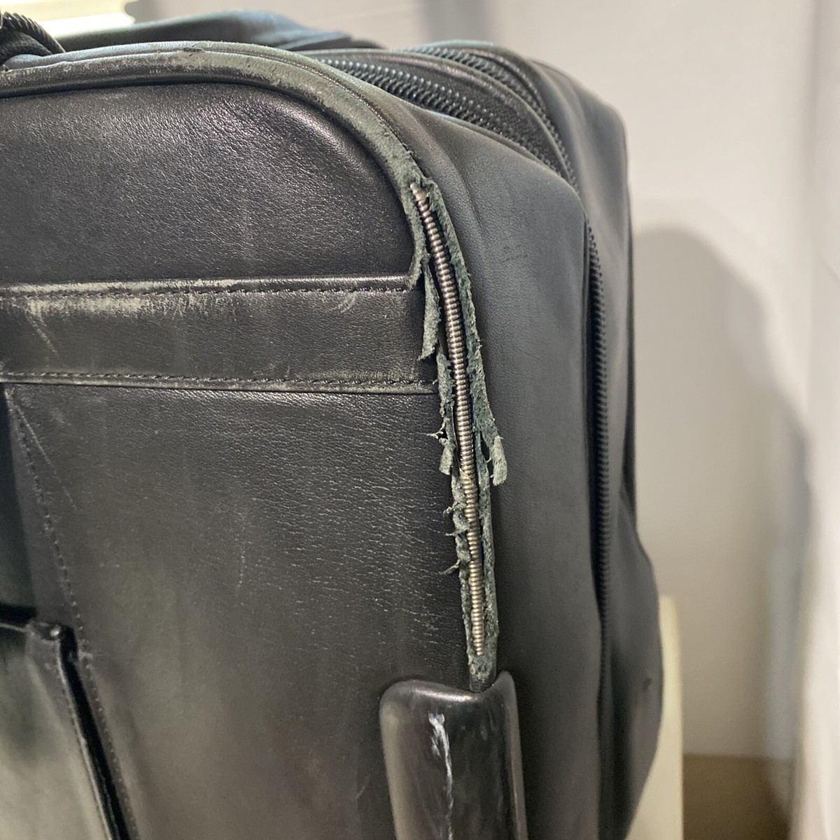Tumi Luggage Carry-On Black Leather Expandable 2 Wheel