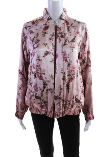 Haute Hippie Womens Floral Paisley Zippered Long Sleeved Jacket Pink Size S - Photo 1/7