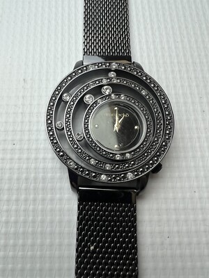 Marc Ecko Black Vintage Circles Women with Rhinestones Watch
