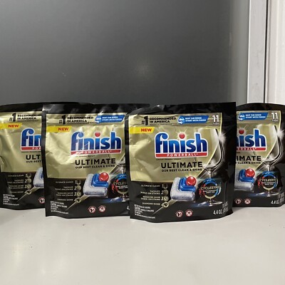LOT Of 3 Finish ULTIMATE 4-In-1 Dishwasher Detergent Tabs-11ct