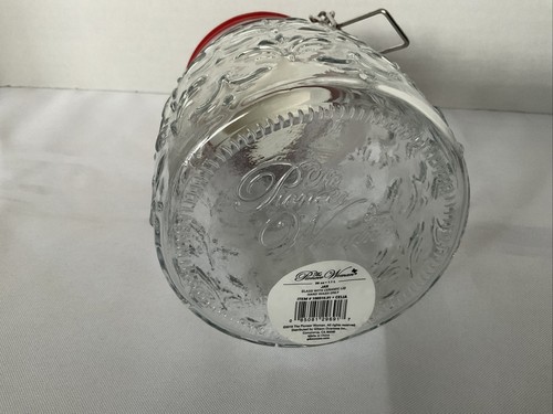 Pioneer Woman Glass Jar Floral Clamp with Red Floral ceramic lid - Picture 6 of 6