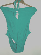 Turquoise Monokini swimsuit frim TU 16 , halter tie,  bikini back, front lined