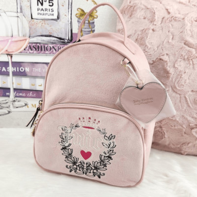 Juicy Couture} Pink Velour {Heritage Backpack} | eBay display picture 3
