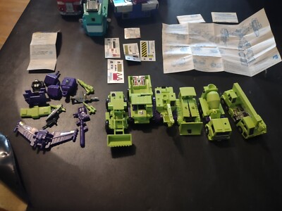 vintage 1984 hasbro transformers devastator/construction all 6 action figure