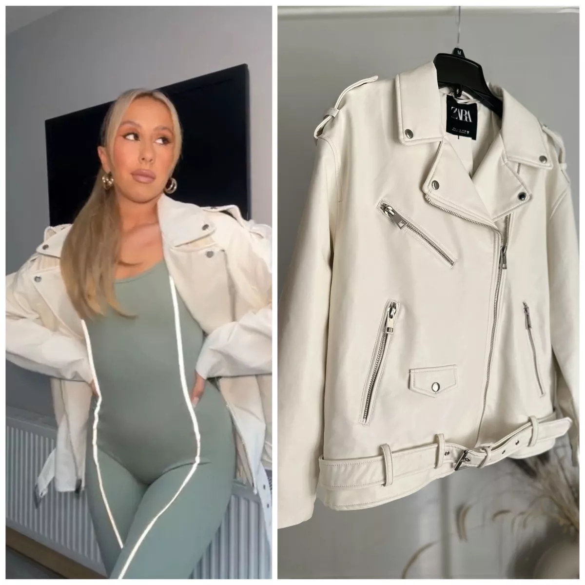 white leather jacket zara