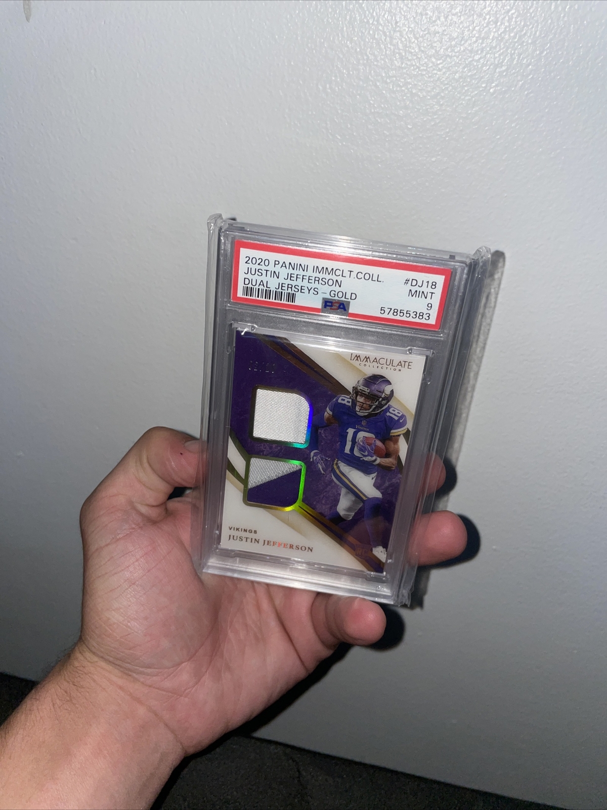 Justin Jefferson Panini Immaculate Collection Dual Jerseys #DJ18 Gold