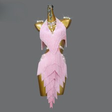 Hot Latin Dance Dress Women Ballroom Party Prom Short Skirt Wear Fringed Clothes