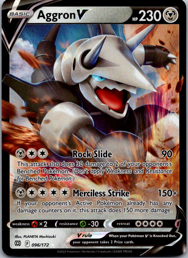 Aggron V - Ultra Rare - 96/172 - Brilliant Stars NM Full Art Holo Pokemon