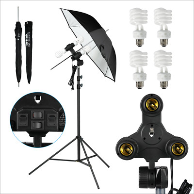 400 W Continuous Studio Light Kit, 4 Power Switches, Reflector Umbrella, 6500K