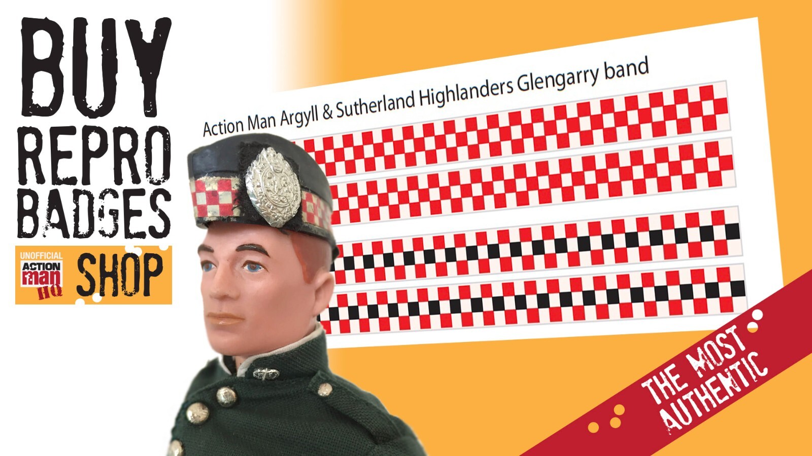 Action Man Argyll and Sutherland Highlander Glengarry bands