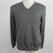 Claiborne Sweater Mens Large Performance Pullover Knit V-Neck Gray Long Sleeve