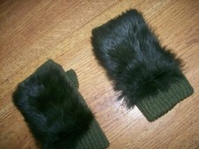 Furry green werewolf half mittens